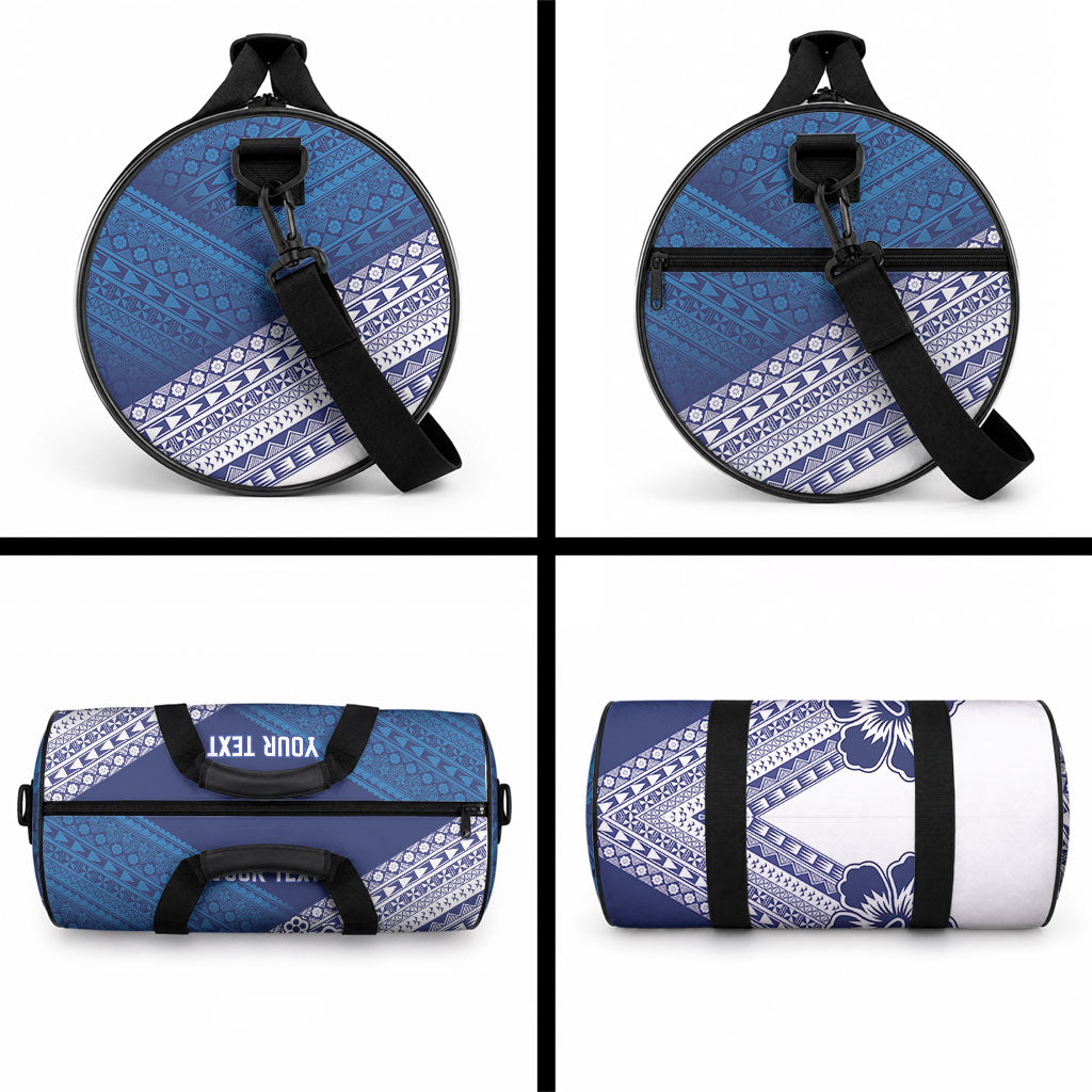 Custom Rugby Fiji Duffle Bag Blue Traditional Masi Inspired LT9 - Polynesian Pride