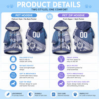 Custom Rugby Fiji Pet Hoodie Blue Traditional Masi Inspired LT9 - Polynesian Pride