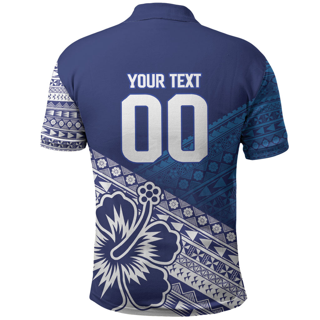 Custom Rugby Fiji Polo Shirt Blue Traditional Masi Inspired