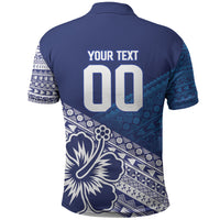 Custom Rugby Fiji Polo Shirt Blue Traditional Masi Inspired