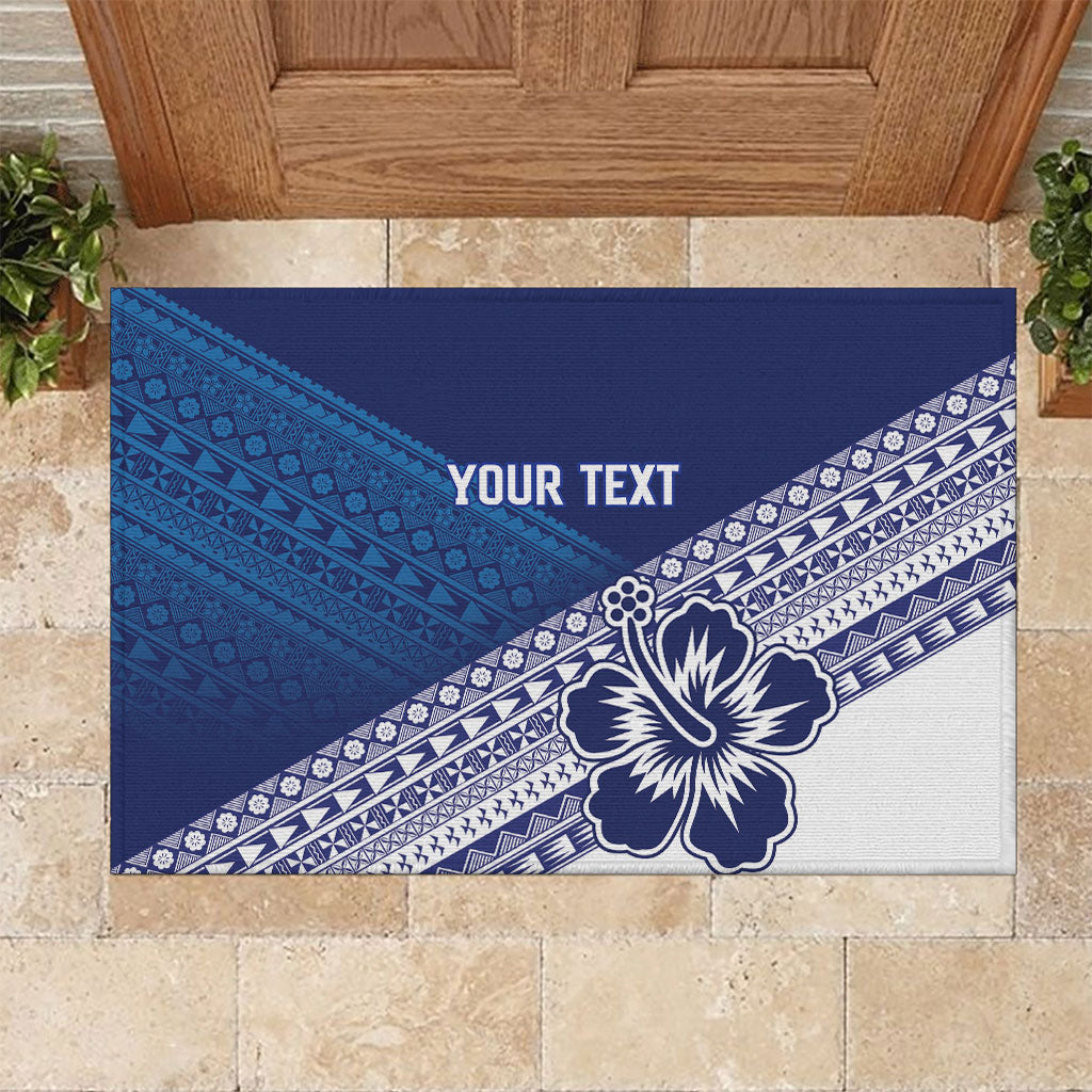 Custom Rugby Fiji Rubber Doormat Blue Traditional Masi Inspired LT9 Blue - Polynesian Pride