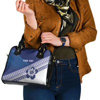 Custom Rugby Fiji Shoulder Handbag Blue Traditional Masi Inspired