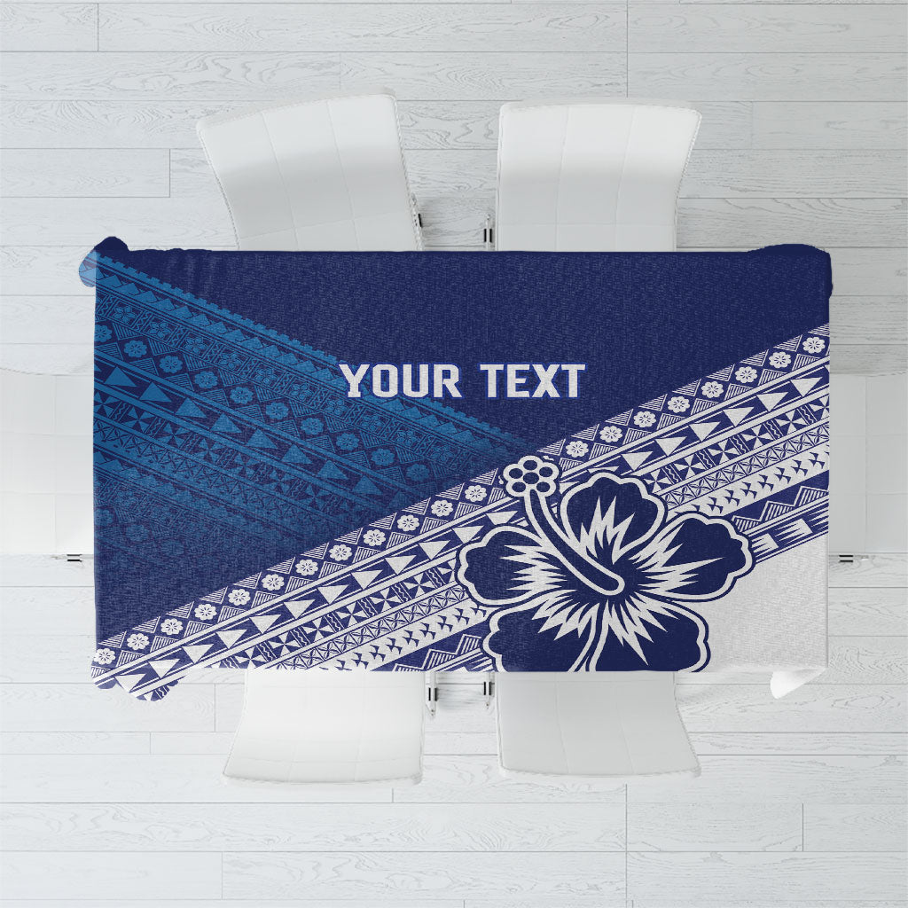 Custom Rugby Fiji Tablecloth Blue Traditional Masi Inspired LT9 Blue - Polynesian Pride