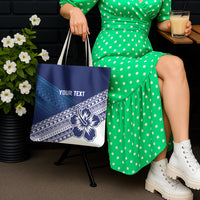 Custom Rugby Fiji Tote Bag Blue Traditional Masi Inspired