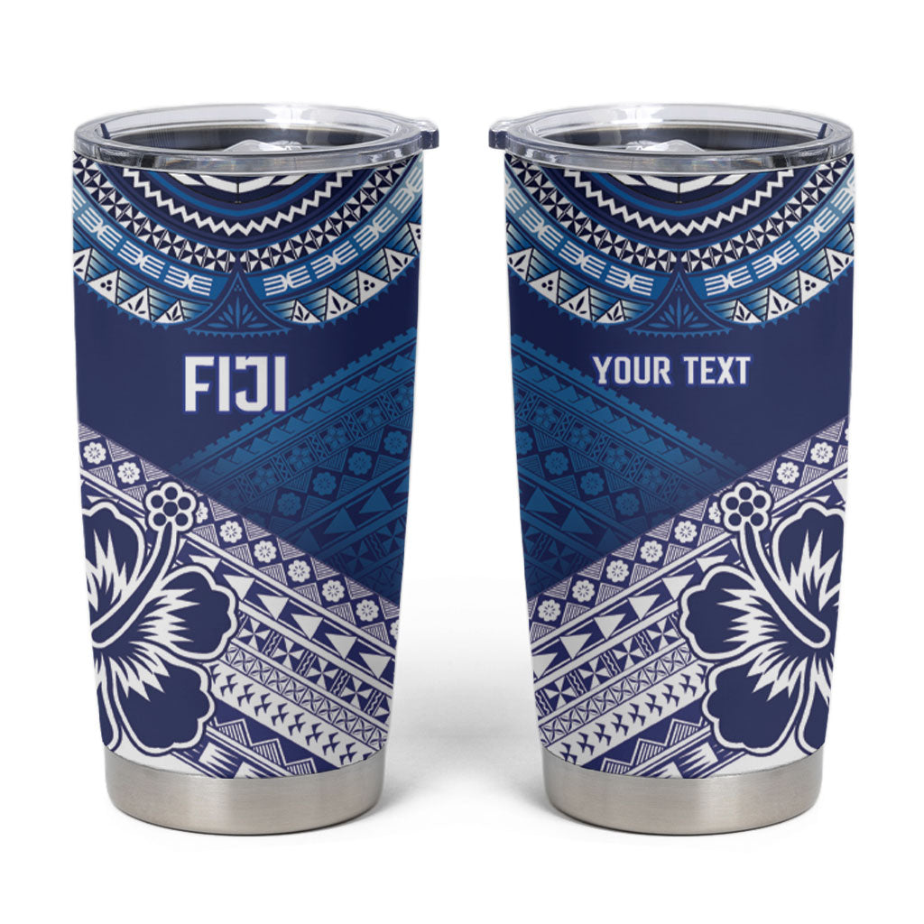 Custom Rugby Fiji Tumbler Cup Blue Traditional Masi Inspired