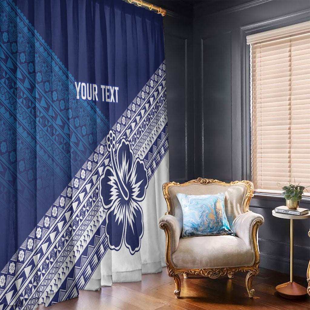 Custom Rugby Fiji Window Curtain Blue Traditional Masi Inspired