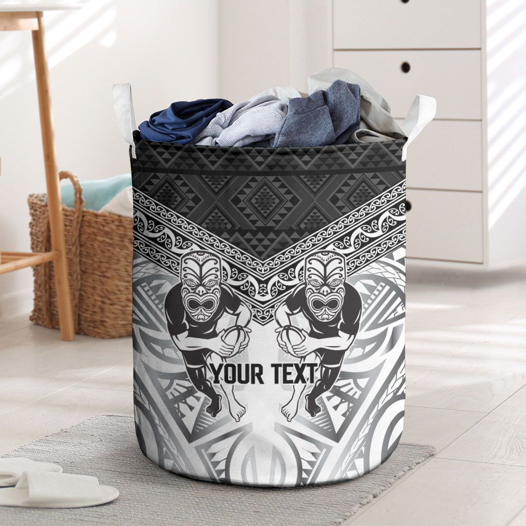 Custom Rugby New Zealand Black Fern Laundry Basket Niho Taniwha Inspired LT9 White - Polynesian Pride