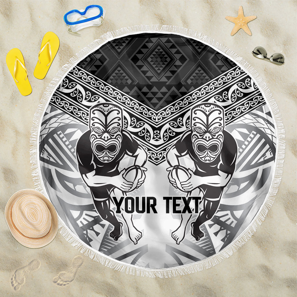 Custom Rugby New Zealand Black Fern Beach Blanket Niho Taniwha Inspired