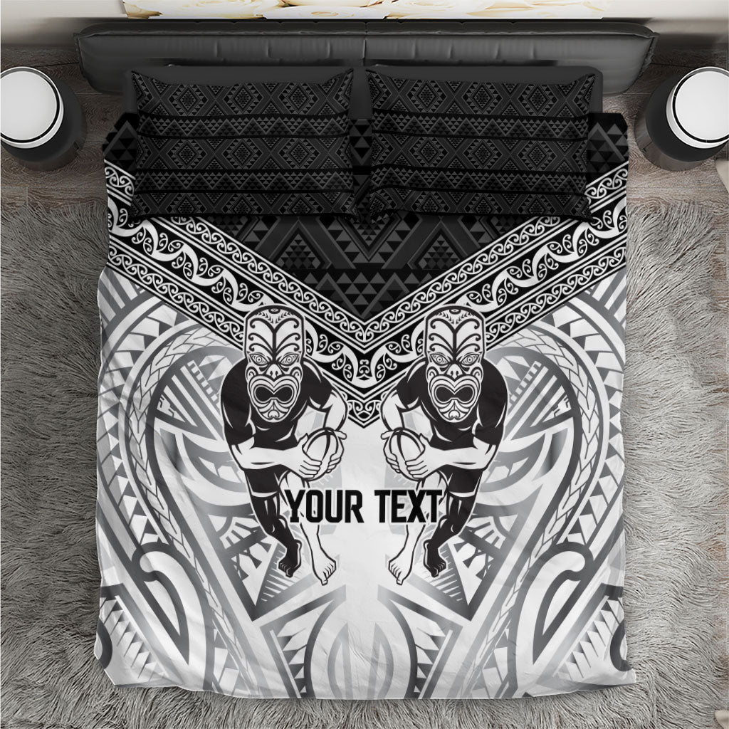 Custom Rugby New Zealand Black Fern Bedding Set Niho Taniwha Inspired LT9 White - Polynesian Pride