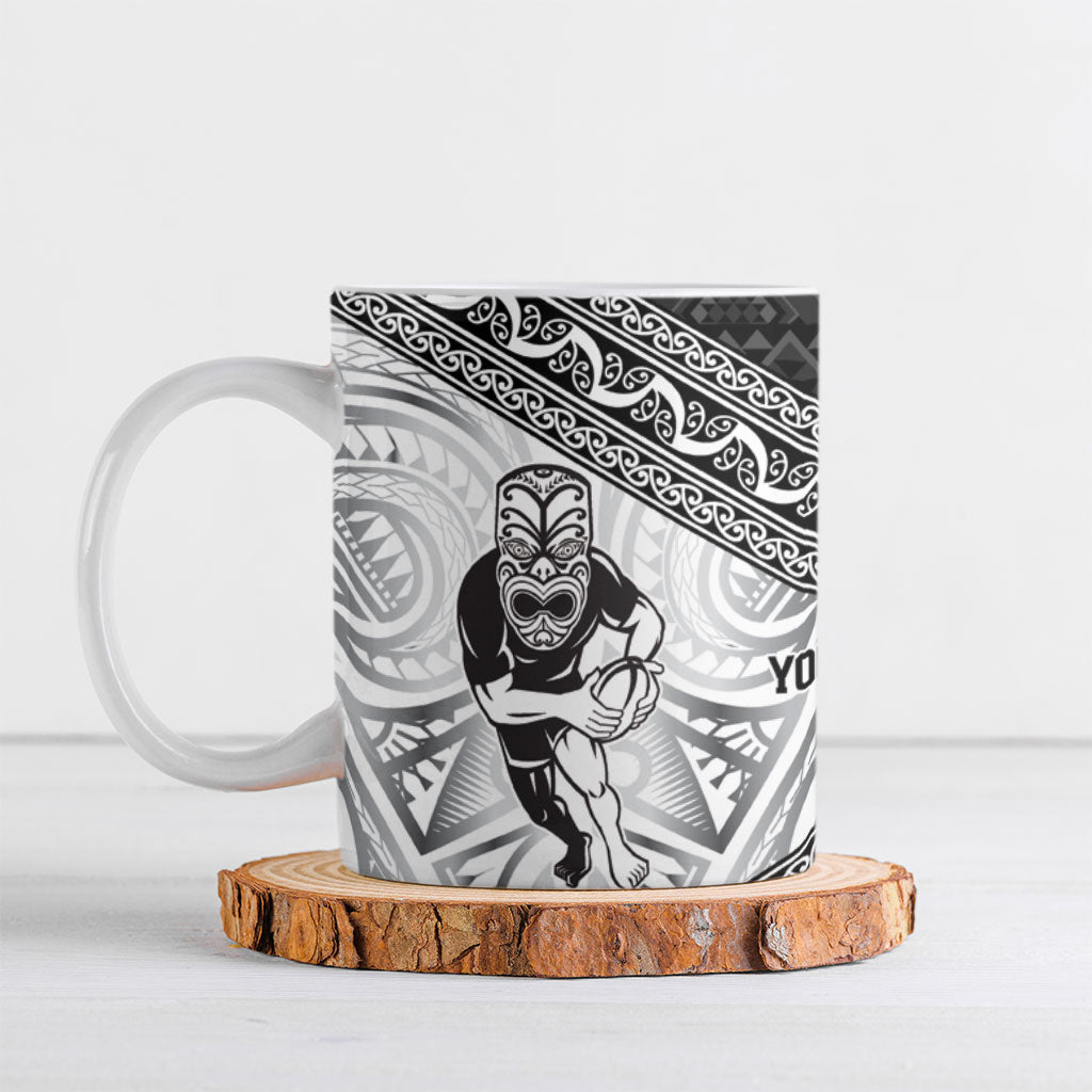 Custom Rugby New Zealand Black Fern Ceramic Mug Niho Taniwha Inspired LT9 White - Polynesian Pride
