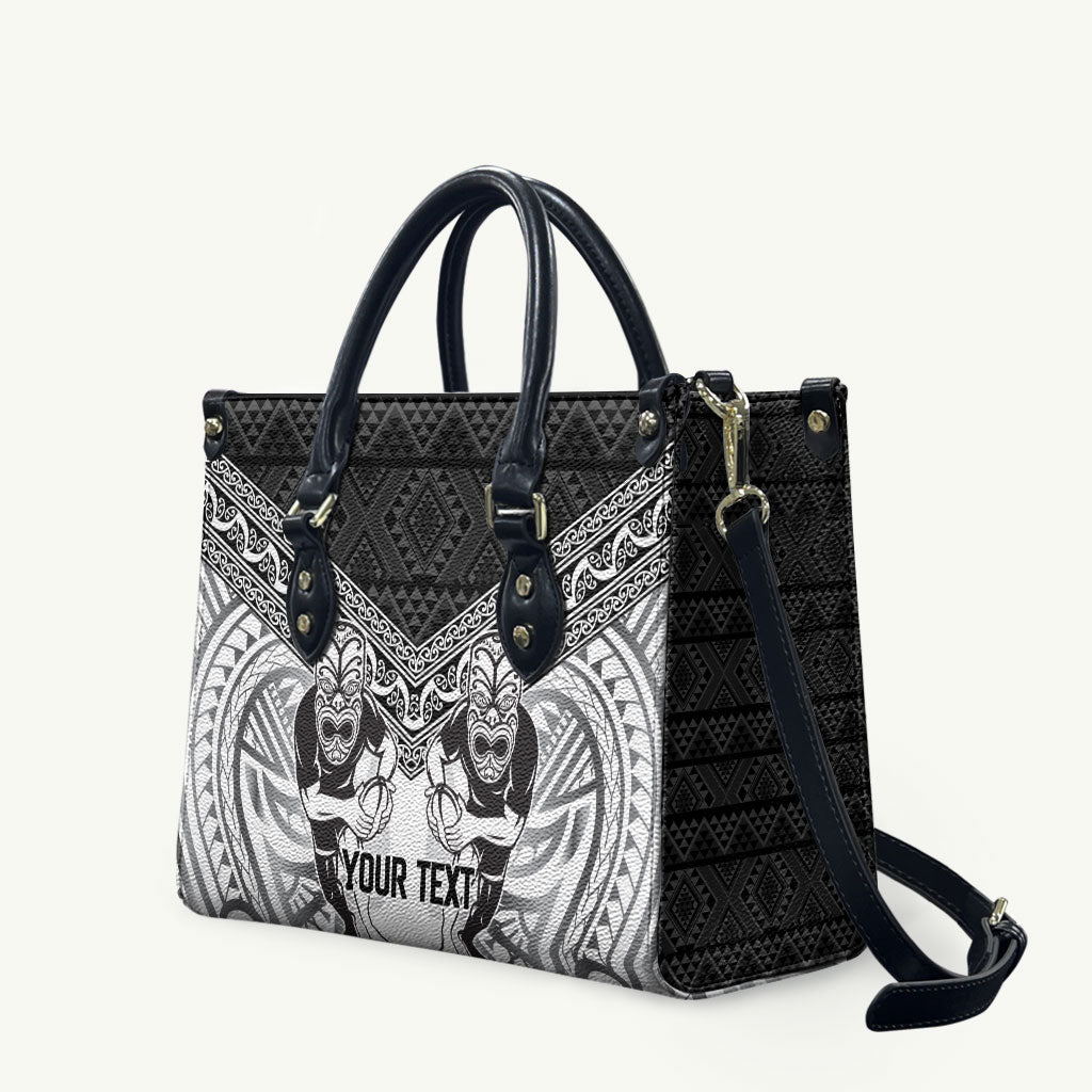 Custom Rugby New Zealand Black Fern Leather Bag Niho Taniwha Inspired