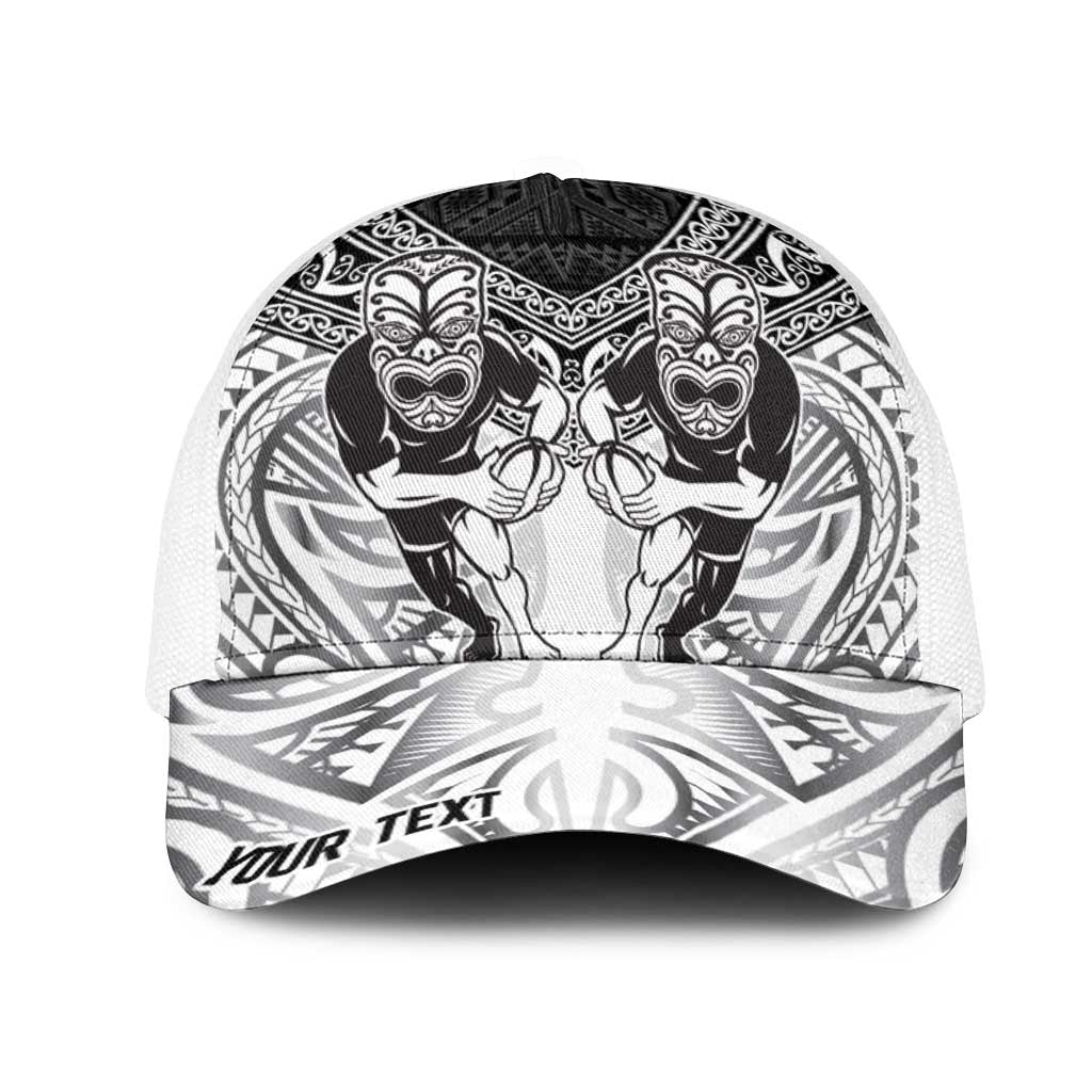 Personalised Rugby New Zealand Black Fern Mesh Trucker Cap Niho Taniwha Inspired LT9 One Size White White - Polynesian Pride
