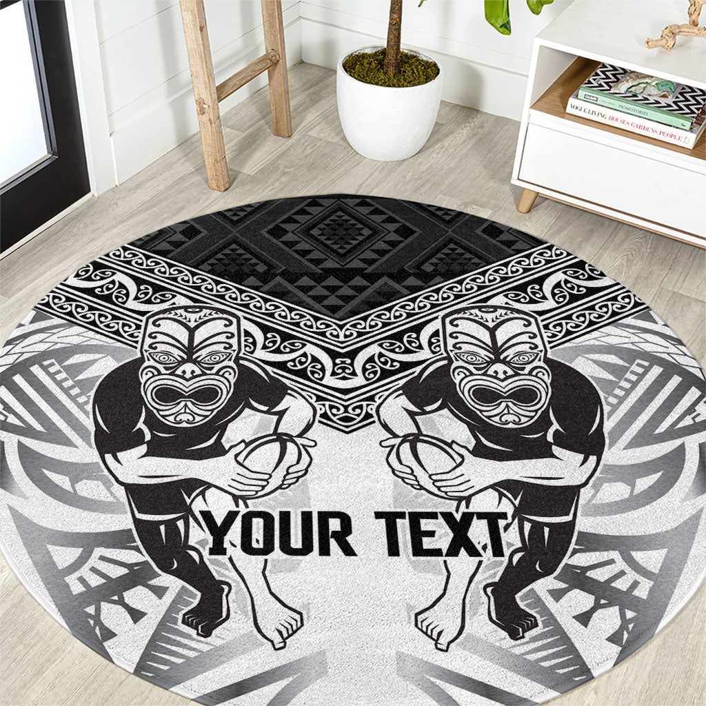 Custom Rugby New Zealand Black Fern Round Carpet Niho Taniwha Inspired