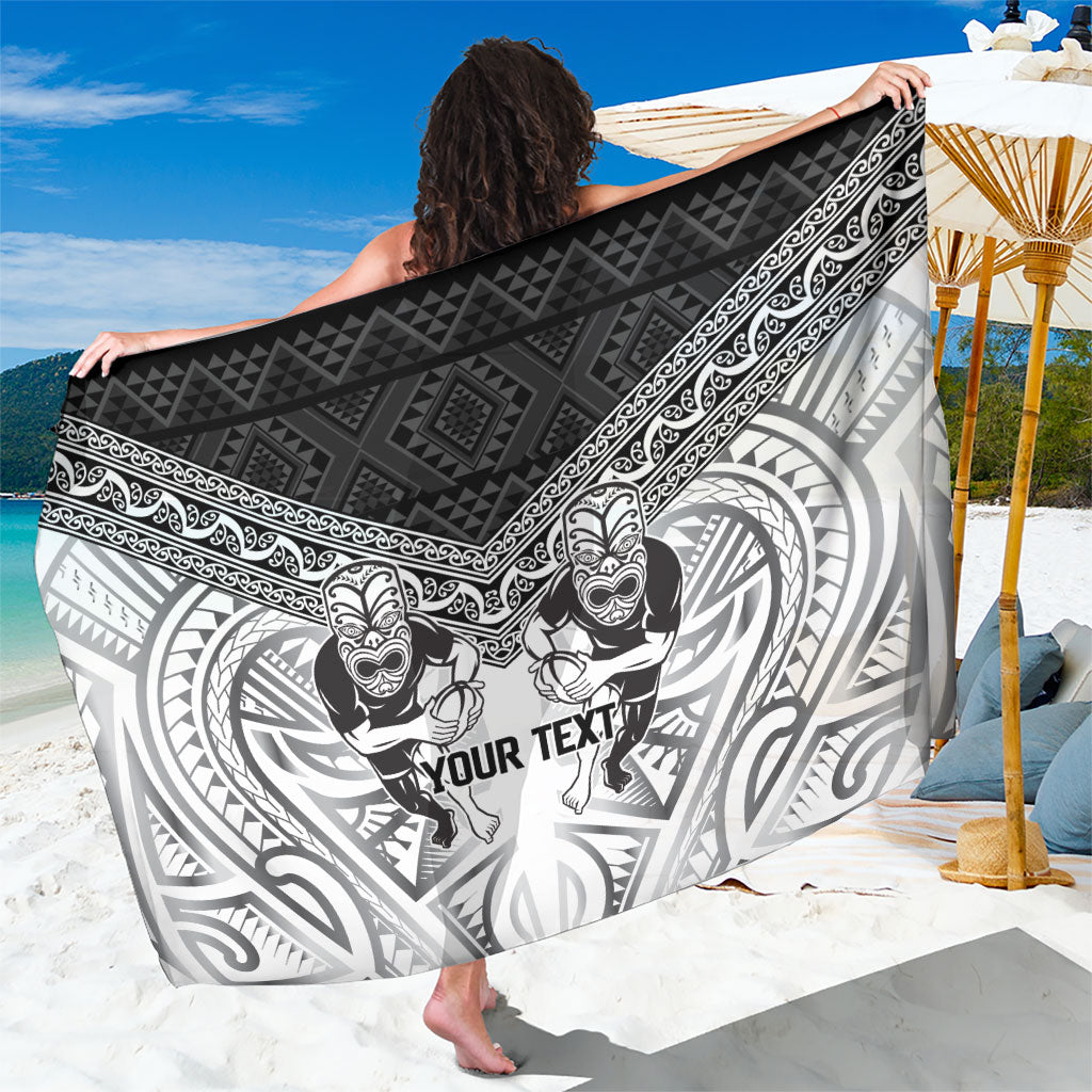 Custom Rugby New Zealand Black Fern Sarong Niho Taniwha Inspired LT9 One Size 44 x 66 inches White - Polynesian Pride