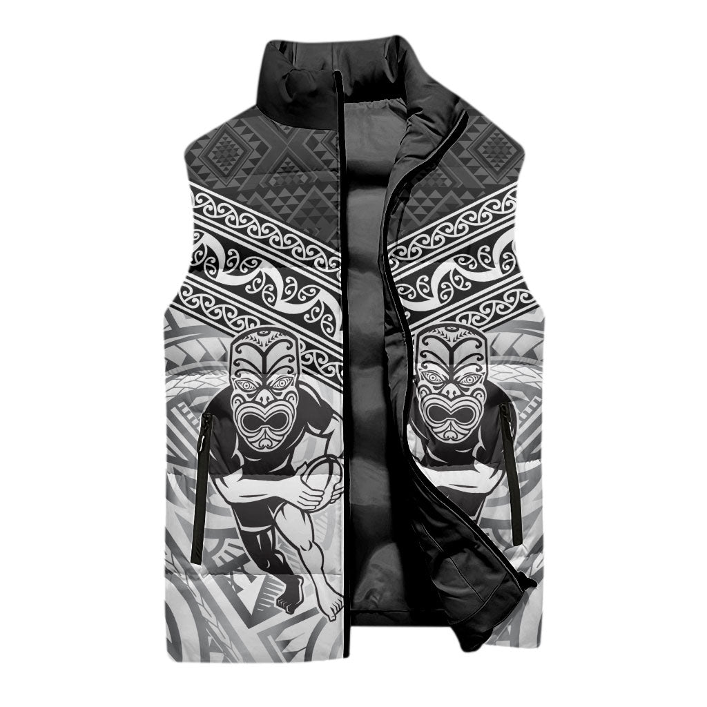 Custom Rugby New Zealand Black Fern Sleeveless Puffer Jacket Niho Taniwha Inspired