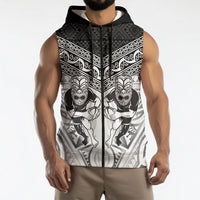 Custom Rugby New Zealand Black Fern Sleeveless Zip Hoodie Niho Taniwha Inspired