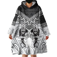 Custom Rugby New Zealand Black Fern Wearable Blanket Hoodie Niho Taniwha Inspired