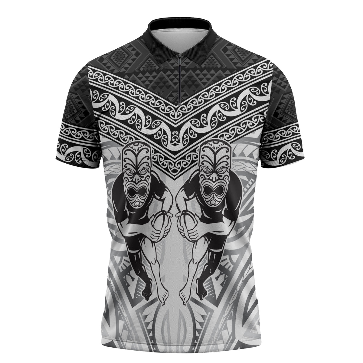 Custom Rugby New Zealand Black Fern Zipper Polo Shirt Niho Taniwha Inspired