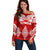Tonga Rugby Off Shoulder Sweater Proud Tongan Ngatu Kupesi World Cup 2023 No1 LT9 Women White - Polynesian Pride