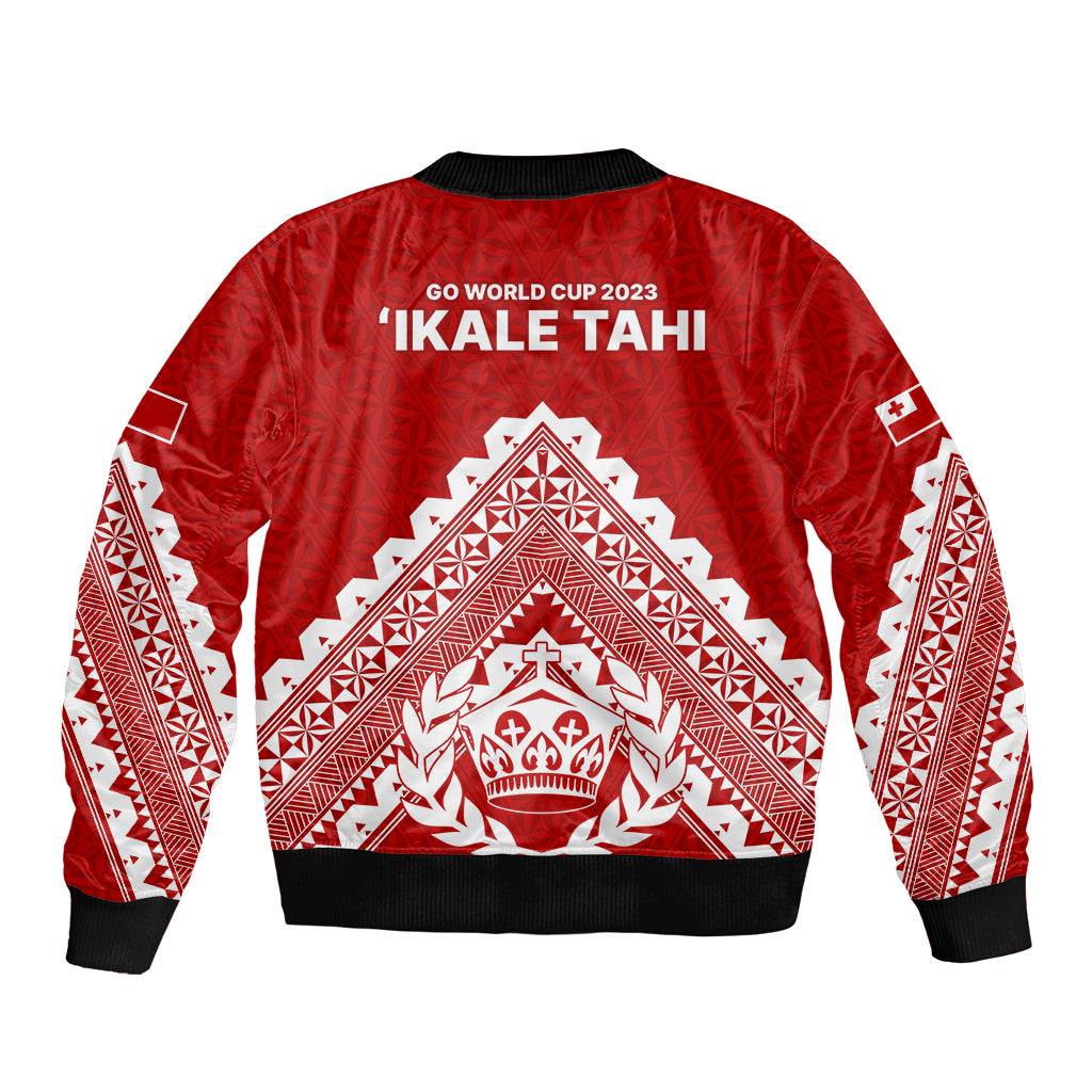 Tonga Rugby Sleeve Zip Bomber Jacket Proud Tongan Ngatu Kupesi World Cup 2023 No1 LT9 - Polynesian Pride