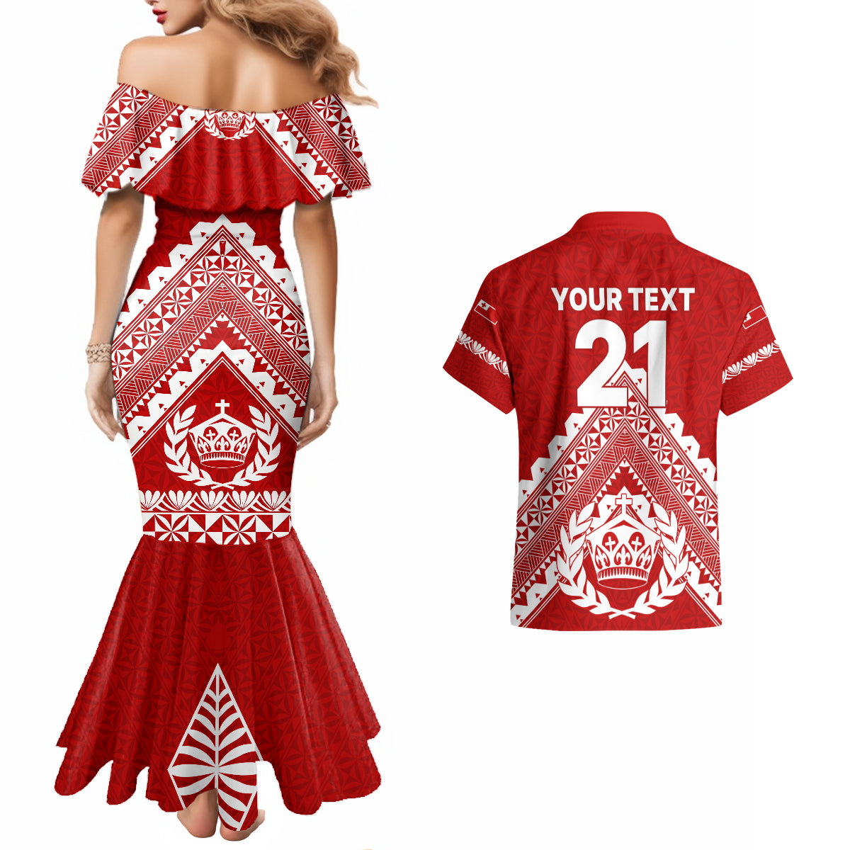 Custom Tonga Rugby Couples Matching Mermaid Dress And Hawaiian Shirt Proud Tongan Ngatu Kupesi World Cup 2023 No1 LT9 - Polynesian Pride