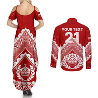 Custom Tonga Rugby Couples Matching Summer Maxi Dress and Long Sleeve Button Shirts Proud Tongan Ngatu Kupesi World Cup 2023 No1 LT9 - Polynesian Pride