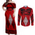 Tonga Rugby Couples Matching Off Shoulder Maxi Dress and Long Sleeve Button Shirts Proud Tongan Ngatu Kupesi World Cup 2023 No2 LT9 Black - Polynesian Pride