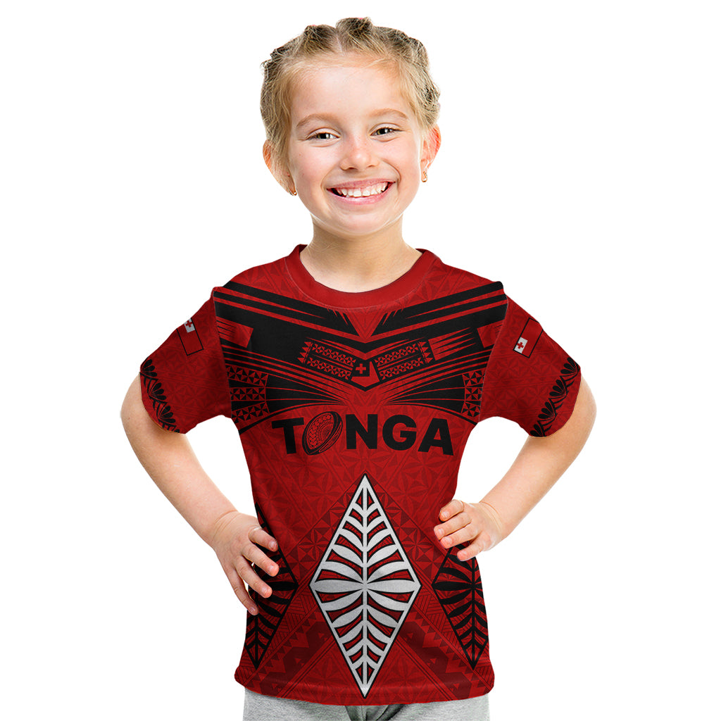 Tonga Rugby Kid T Shirt Proud Tongan Ngatu Kupesi World Cup 2023 No2 LT9 Black - Polynesian Pride