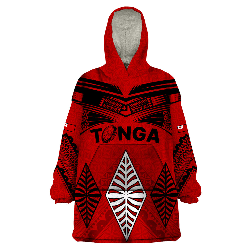 Tonga Rugby Wearable Blanket Hoodie Proud Tongan Ngatu Kupesi World Cup 2023 No2 LT9 One Size Black - Polynesian Pride