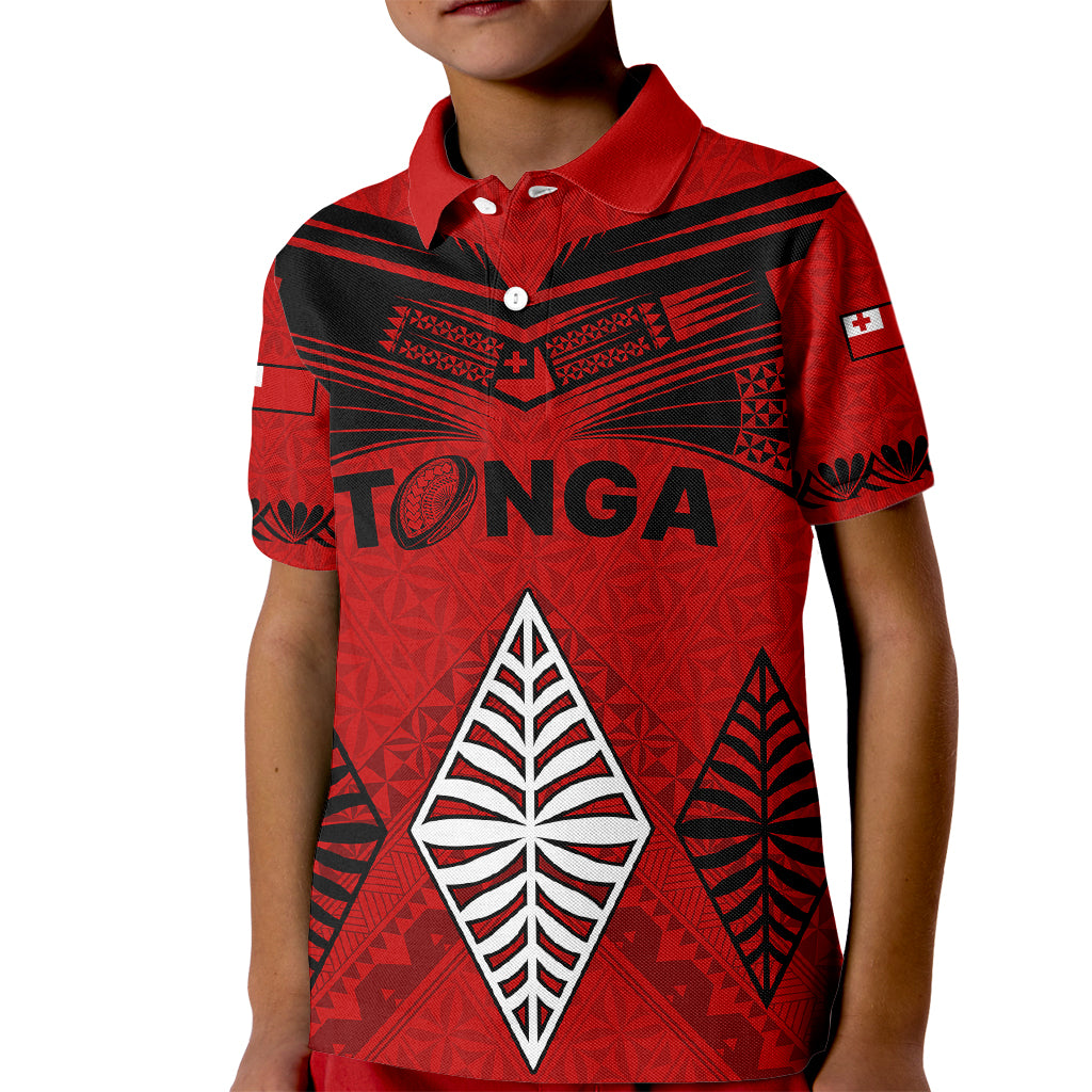 Custom Tonga Rugby Kid Polo Shirt Proud Tongan Ngatu Kupesi World Cup 2023 No2 LT9 Kid Black - Polynesian Pride