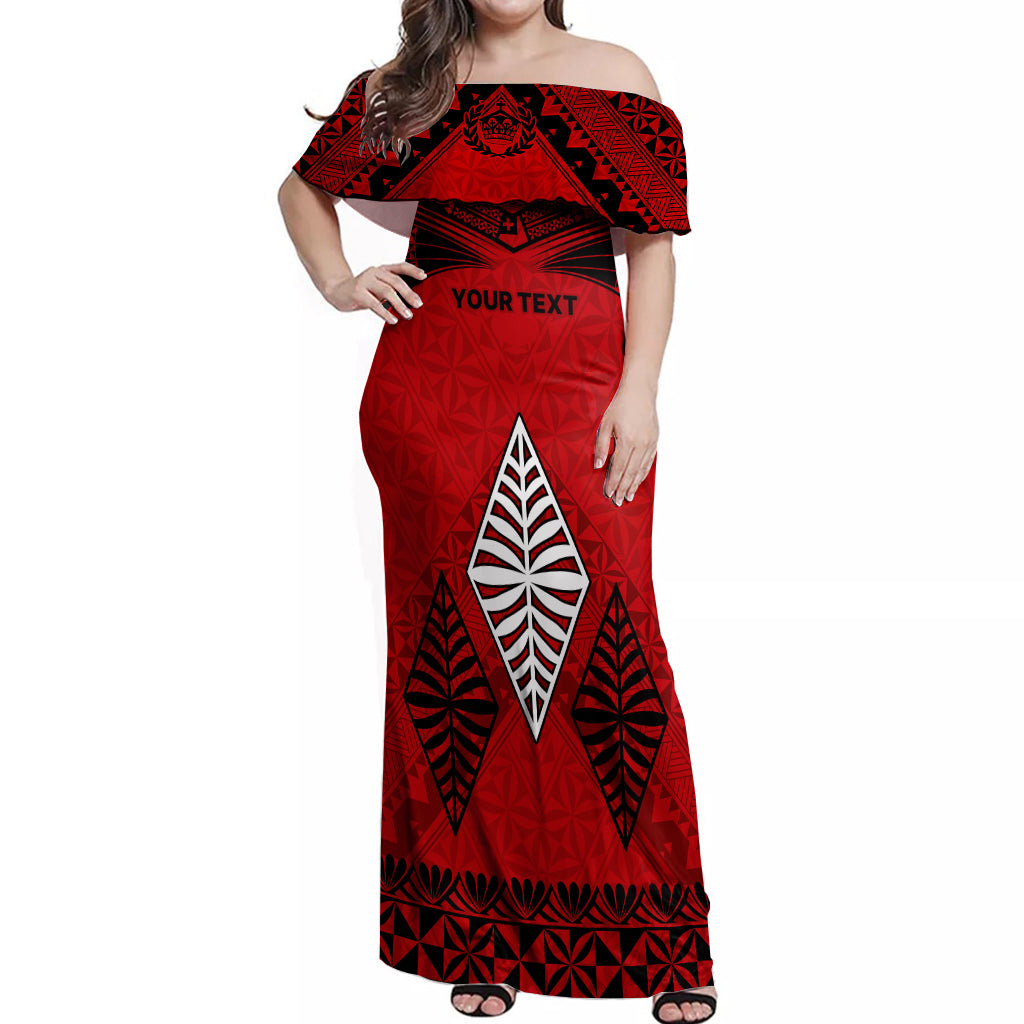 Custom Tonga Rugby Off Shoulder Maxi Dress Proud Tongan Ngatu Kupesi World Cup 2023 No2 LT9 Women Black - Polynesian Pride