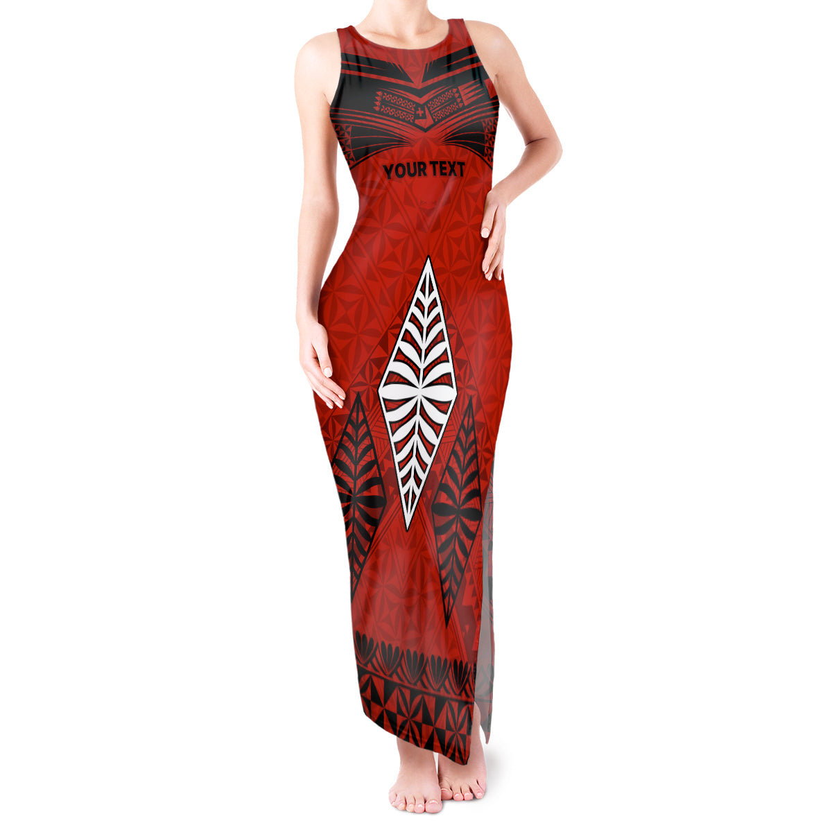 Custom Tonga Rugby Tank Maxi Dress Proud Tongan Ngatu Kupesi World Cup 2023 No2 LT9 Women Black - Polynesian Pride