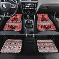 Aotearoa Iwi Ngapuhi Car Mats Maori Wharenui House Tribal Pattern LT9 Set 4pcs Red - Polynesian Pride