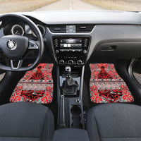Aotearoa Iwi Ngapuhi Car Mats Maori Wharenui House Tribal Pattern LT9 Set 2pcs - Front Red - Polynesian Pride