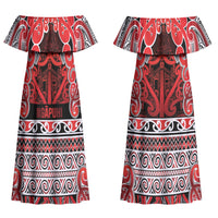 Aotearoa Iwi Ngapuhi Couples Matching Off Shoulder Maxi Dress and Long Sleeve Button Shirt Maori Wharenui House Tribal Pattern LT9 - Polynesian Pride