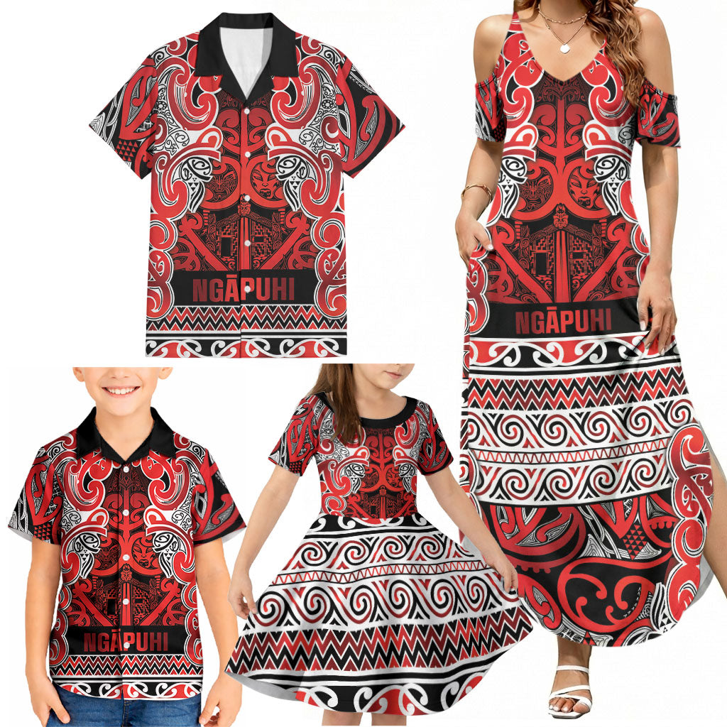 Aotearoa Iwi Ngapuhi Family Matching Summer Maxi Dress and Hawaiian Shirt Maori Wharenui House Tribal Pattern LT9 - Polynesian Pride