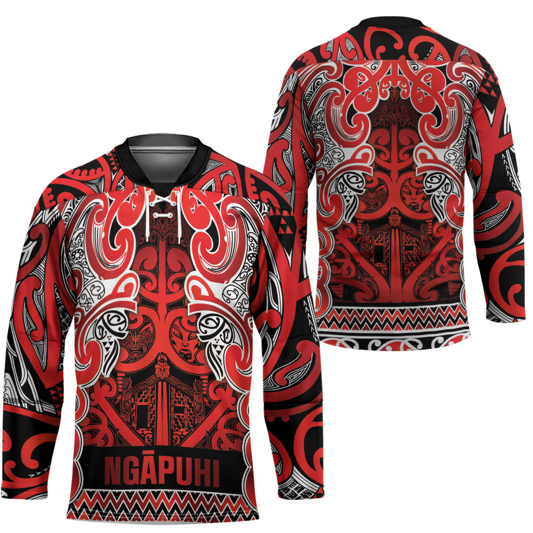 Aotearoa Iwi Ngapuhi Hockey Jersey Maori Wharenui House Tribal Pattern LT9 - Polynesian Pride