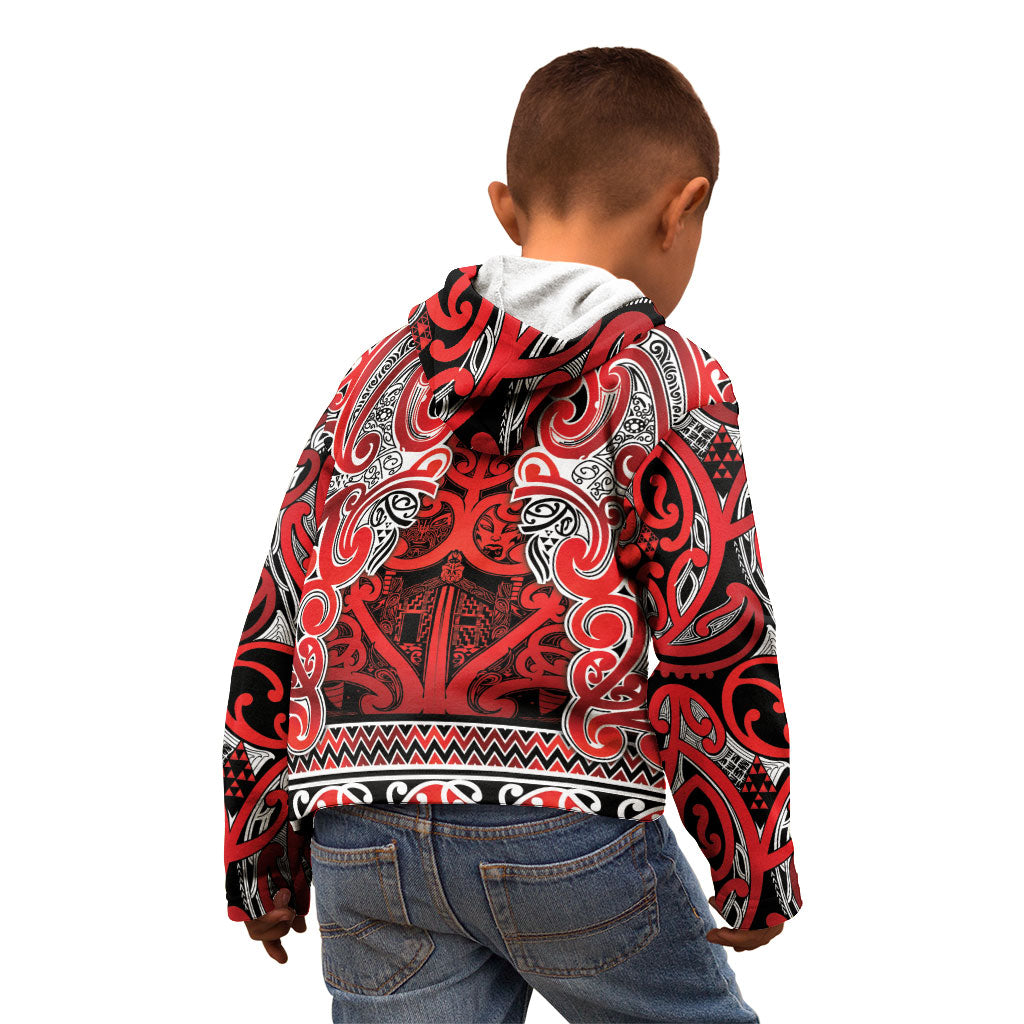 Aotearoa Iwi Ngapuhi Kid Hoodie Maori Wharenui House Tribal Pattern LT9 - Polynesian Pride