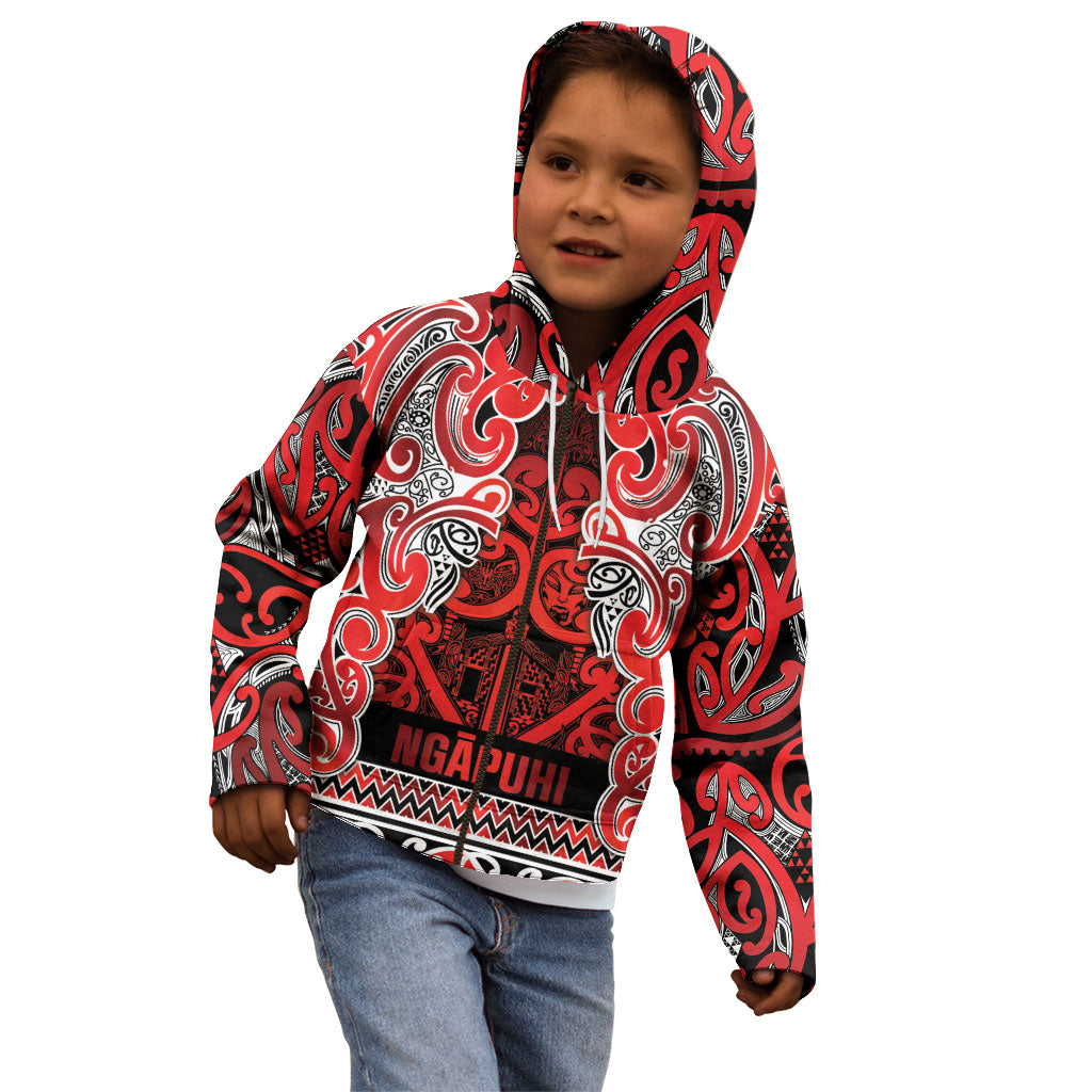 Aotearoa Iwi Ngapuhi Kid Hoodie Maori Wharenui House Tribal Pattern LT9 - Polynesian Pride