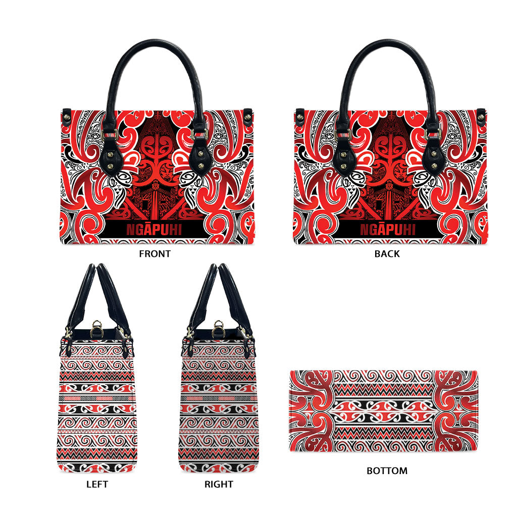 Aotearoa Iwi Ngapuhi Leather Bag Maori Wharenui House Tribal Pattern LT9 - Polynesian Pride