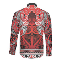 Aotearoa Iwi Ngapuhi Long Sleeve Button Shirt Maori Wharenui House Tribal Pattern LT9 - Polynesian Pride
