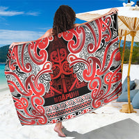 Aotearoa Iwi Ngapuhi Sarong Maori Wharenui House Tribal Pattern LT9 One Size 44 x 66 inches Red - Polynesian Pride