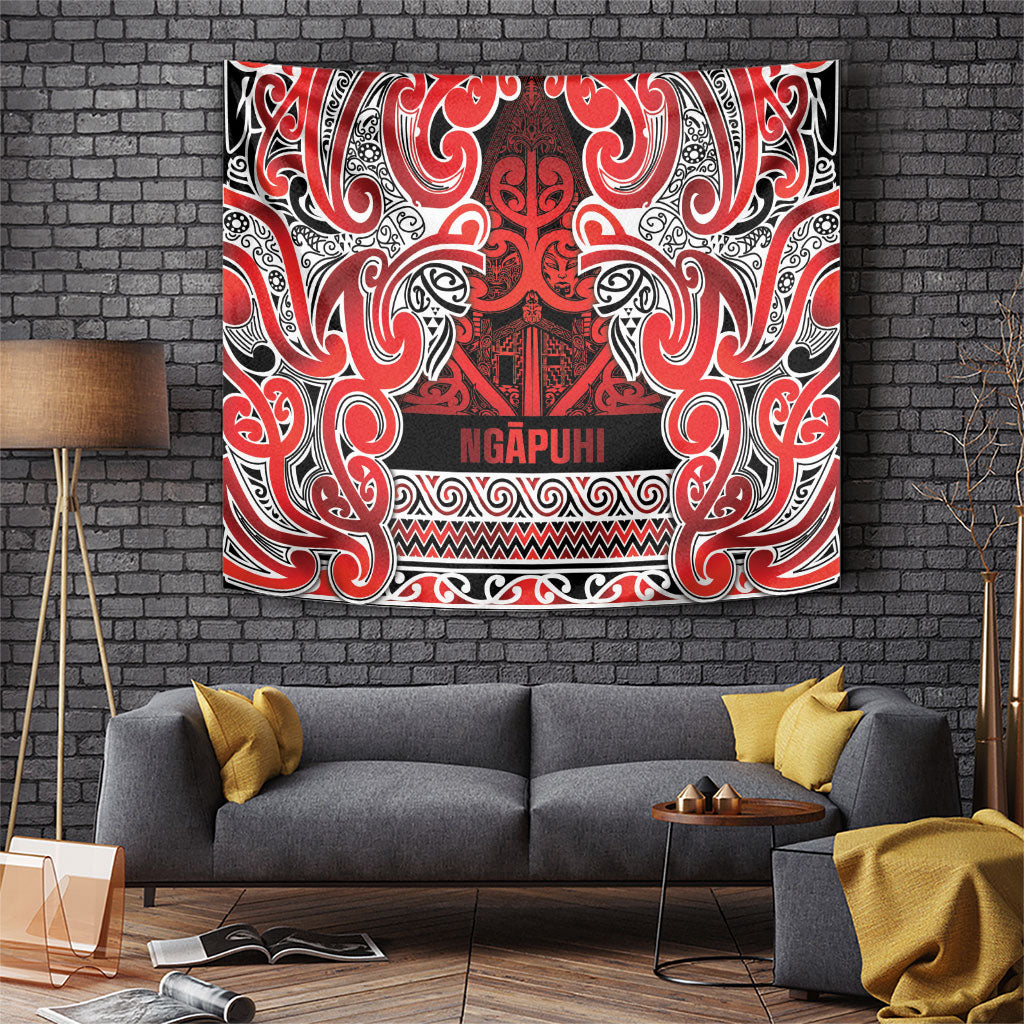 Aotearoa Iwi Ngapuhi Tapestry Maori Wharenui House Tribal Pattern LT9 Red - Polynesian Pride