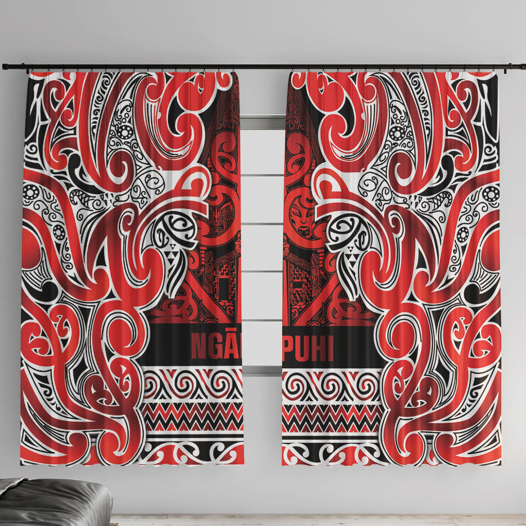 Aotearoa Iwi Ngapuhi Window Curtain Maori Wharenui House Tribal Pattern LT9 With Hooks Red - Polynesian Pride