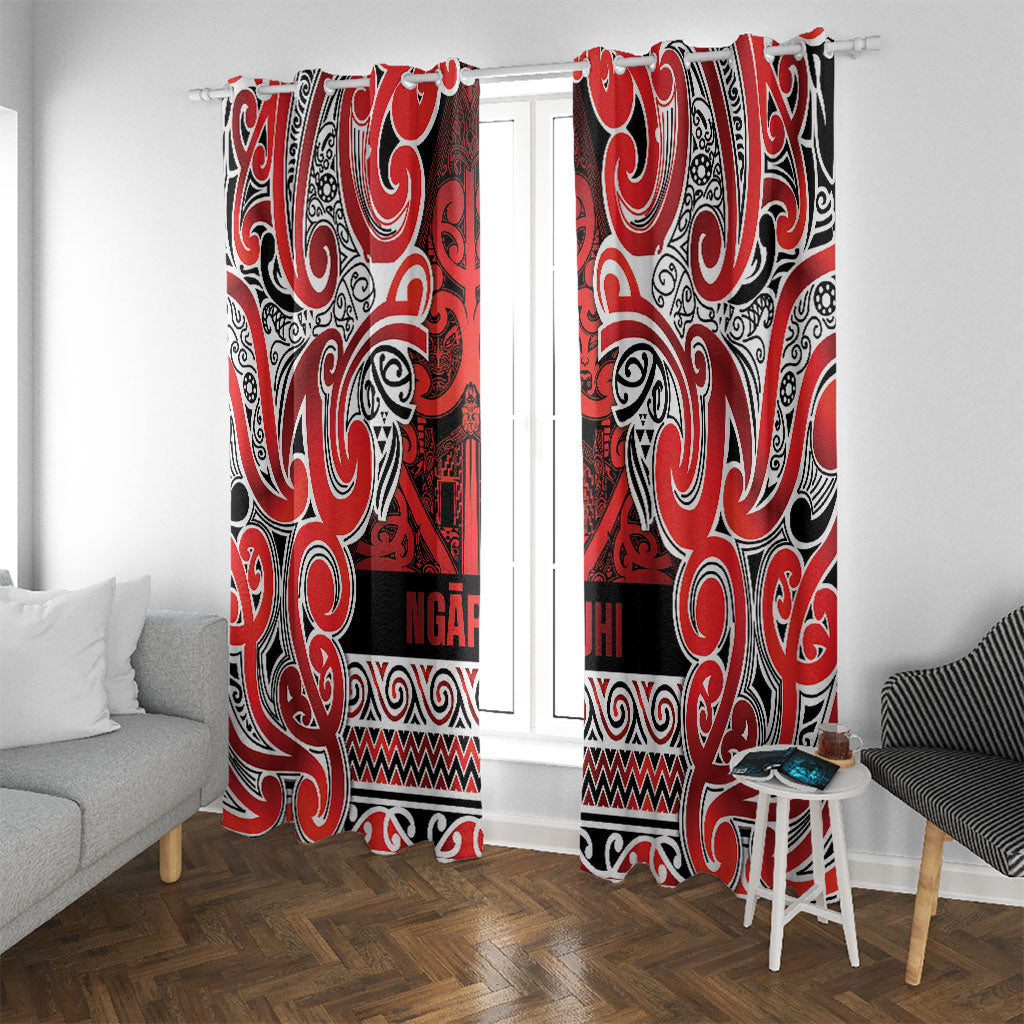 Aotearoa Iwi Ngapuhi Window Curtain Maori Wharenui House Tribal Pattern LT9 With Grommets Red - Polynesian Pride