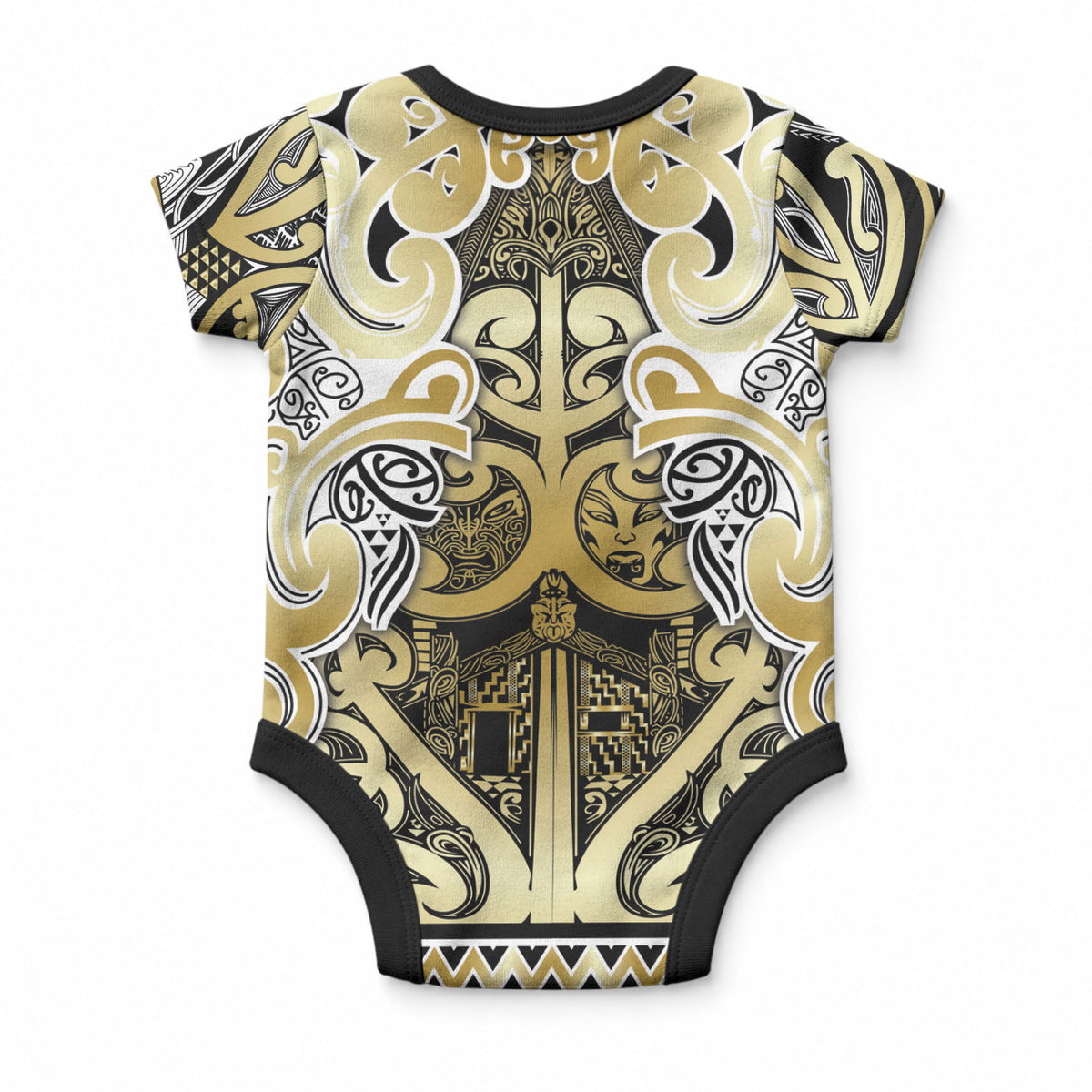 Aotearoa Iwi Ngati Whatua Baby Onesie Maori Wharenui House Tribal Pattern