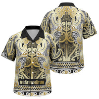 Aotearoa Iwi Ngati Whatua Family Matching Off Shoulder Maxi Dress and Hawaiian Shirt Maori Wharenui House Tribal Pattern LT9 Son's Shirt Gold - Polynesian Pride