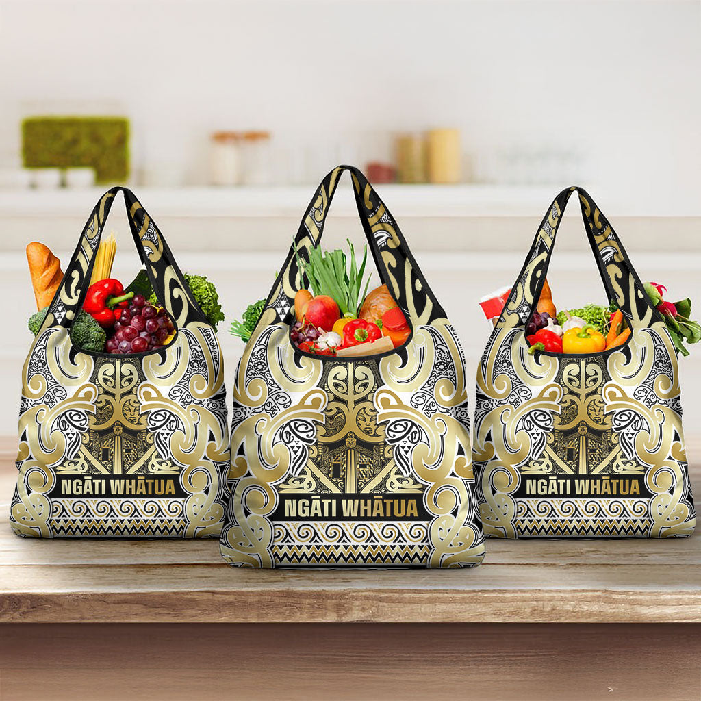 Aotearoa Iwi Ngati Whatua Grocery Bag Maori Wharenui House Tribal Pattern LT9 3-pack One Size Gold - Polynesian Pride