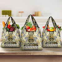 Aotearoa Iwi Ngati Whatua Grocery Bag Maori Wharenui House Tribal Pattern LT9 3-pack One Size Gold - Polynesian Pride