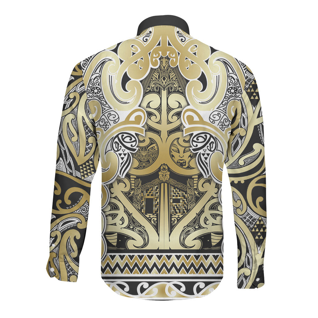 Aotearoa Iwi Ngati Whatua Long Sleeve Button Shirt Maori Wharenui House Tribal Pattern LT9 - Polynesian Pride